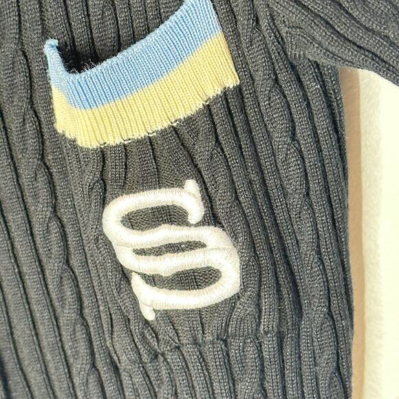 Commense Contrast Trim Collared Long Sleeve Knit Dress Womans Medium - Picture 8 of 12